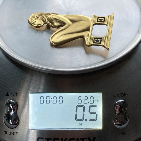 RMA Rubin Museum, Egyptian Revival, Gold Tone Brooch, Locking Pin Back, VGC - Picture 6 of 7